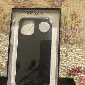 Coach Midnight Black Leather Phone Case